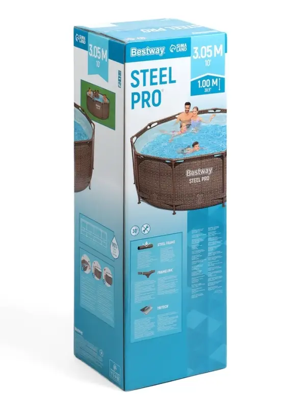 Бассейн каркасный Steel Pro, 305&times;100 см, круглый, цвет ротанг, 5617P Bestway
