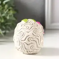 Фигурка гипс &laquo;Череп с цветком&raquo;, 8&times;7&times;6 см, белая с розовая цветком
