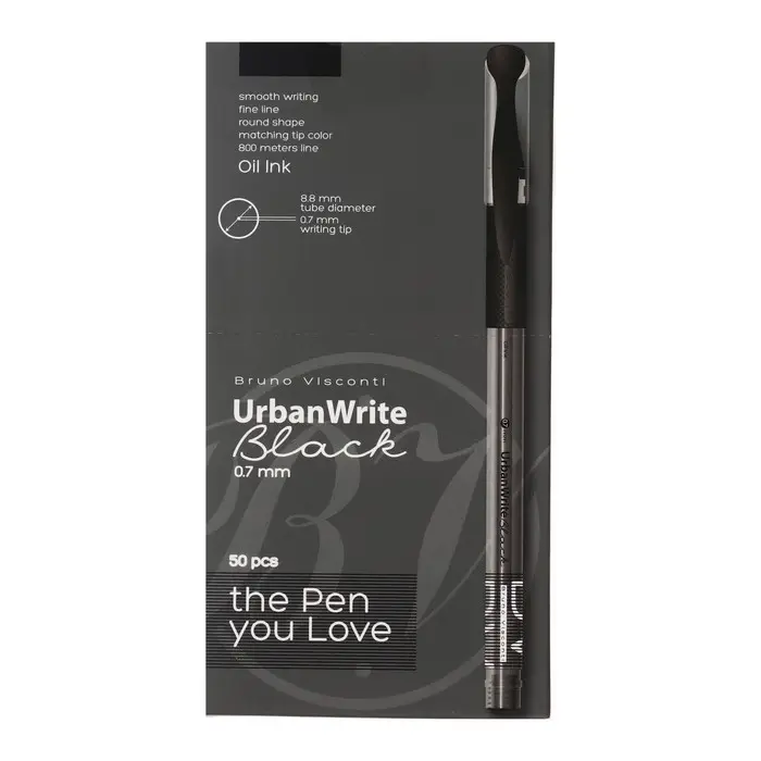 Ручка шариковая Bruno Visconti UrbanWrite Basic, 0,7 мм, чёрные чернила на масляной основе