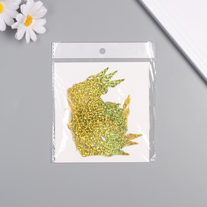 Наклейка бумага, пластик "Тиара" голография золото набор 12 шт 3 размера