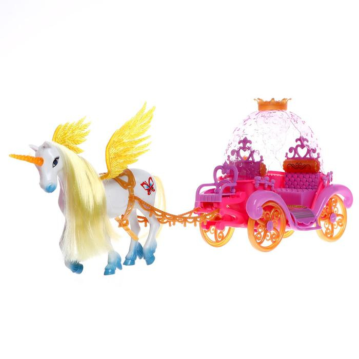 Карета для кукол «В сказочном мире» с лошадью, МИКС Карета для кукол «В сказочном мире» с лошадью, МИКС