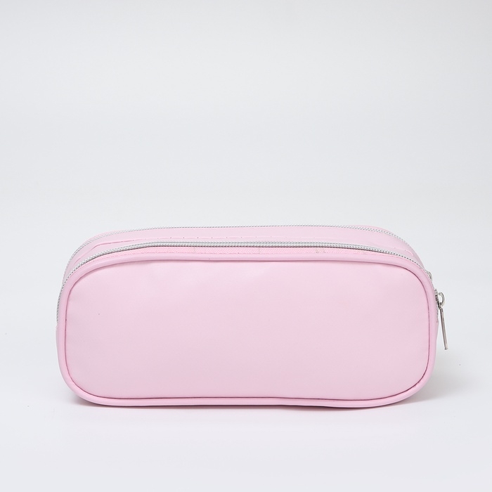 Косметичка-пенал, 2 отдела на молниях, цвет светло-розовый