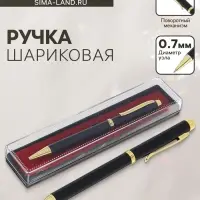 Ручка шариковая, подарочная, в пластиковом футляре, поворотная, &laquo;Эксперт&raquo;, чёрная матовая с золотистыми вставками