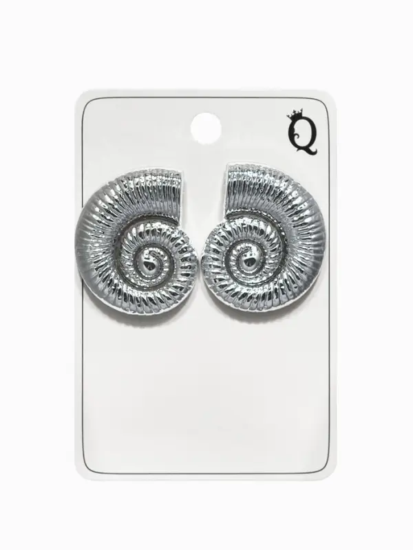 Серьги пластик «Ракушка» крупная, цвет серебро Серьги пластик «Ракушка» крупная, цвет серебро
