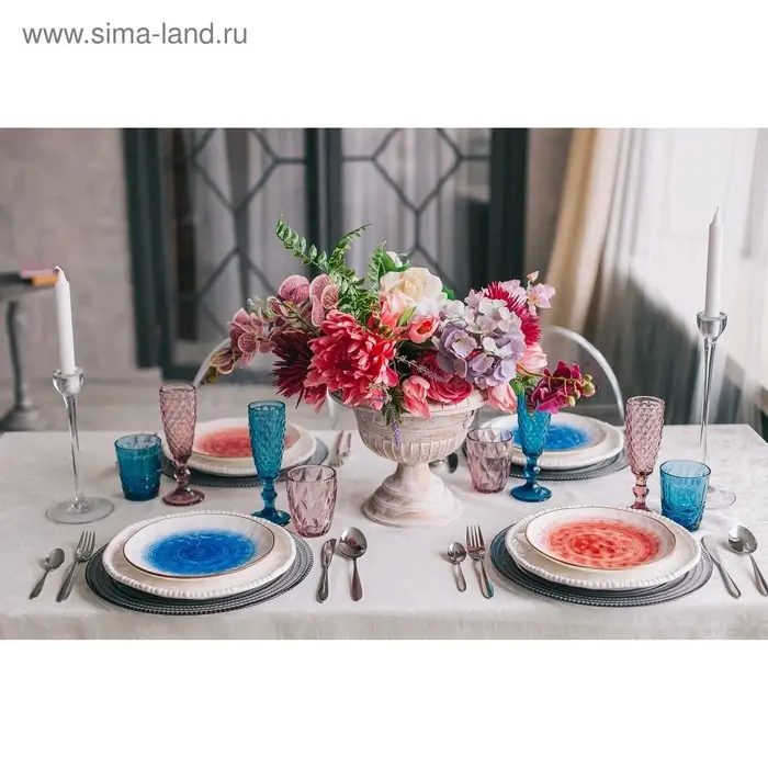 Тарелка Доляна &laquo;Космос&raquo;, d=21.2 см, фарфор, белая, синяя