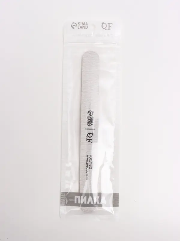 Пилка для ногтей, прямая, 100/180 грит, 18 см, серая