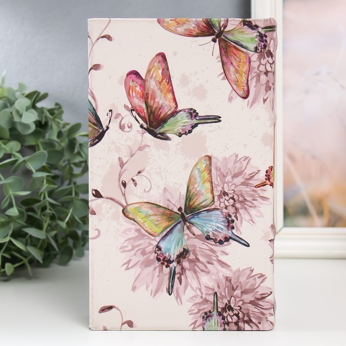 Сейф-книга дерево кожзам Сейф-книга дерево кожзам "Бабочки и астры" 21х13х5 см