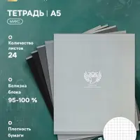 Тетрадь 24 листа в клетку Совы, блок офсет, 5 В МИКС