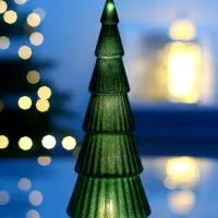 Фигура светодиодная "Елка зеленая бархатная", 5 LED, 23 см, от бат. 3xAG13, Т/БЕЛЫЙ