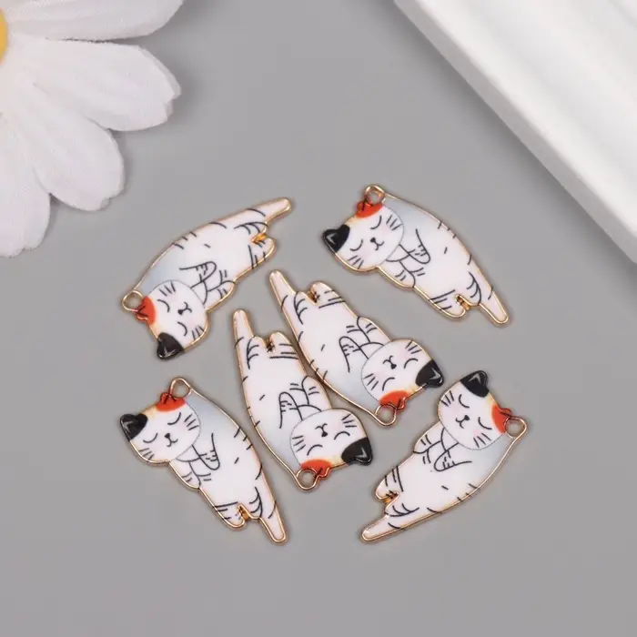 Декор для творчества металл, эмаль Декор для творчества металл, эмаль "Котик спит" 2,5х1,3 см