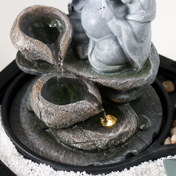 Фонтан настольный от сети, подсветка  Фонтан настольный от сети, подсветка "Хотей на камнях" 29х21х22 см