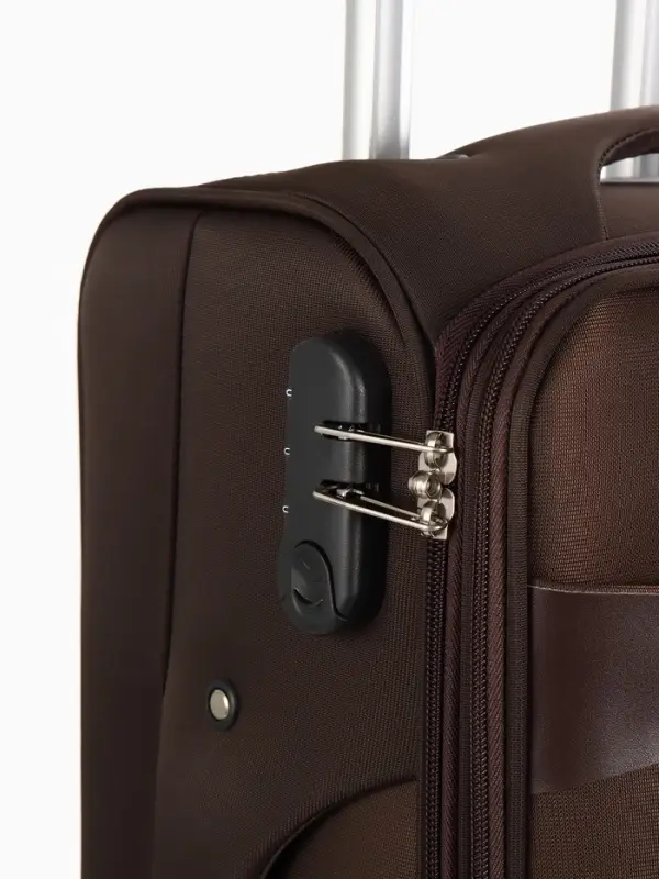 Чемодан на колёсах TEXTURA, текстильный, кодовый замок, с увеличением, 36&times;25&times;58 см, 20", коричневый