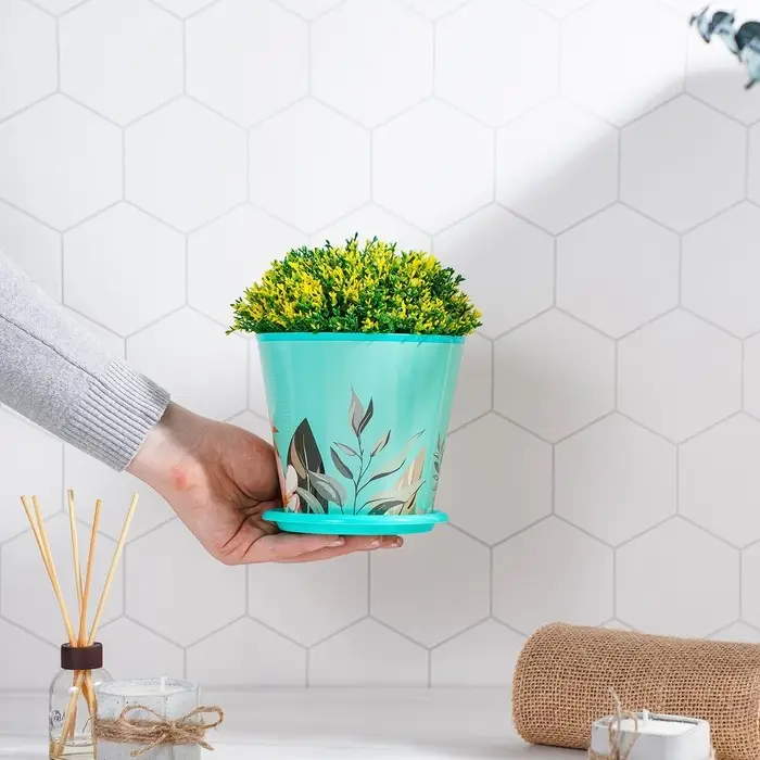 Горшок для цветов Доляна «Тропический лес», 800 мл, цвет зелёный