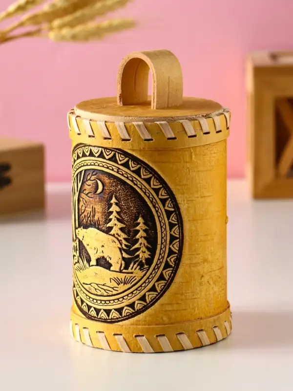 Туес Туес "Лесной" (Медведь), D8,5 смхH(с хватком)14,5 см, береста