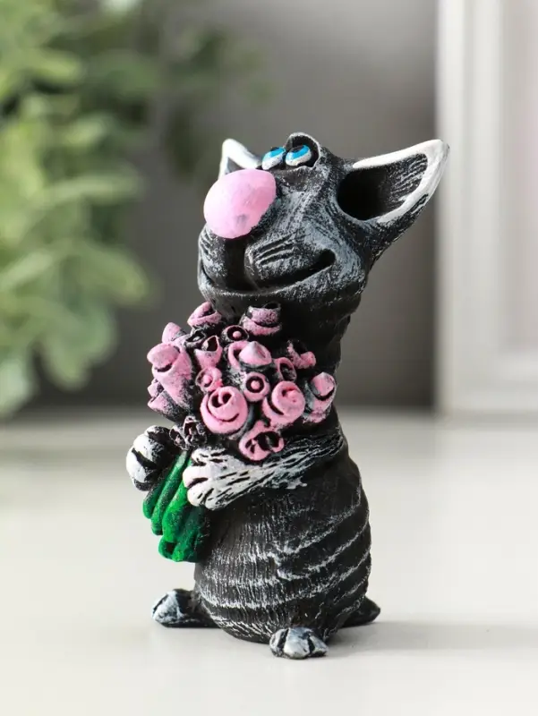 Фигура Фигура "Кот с цветами" 8 см