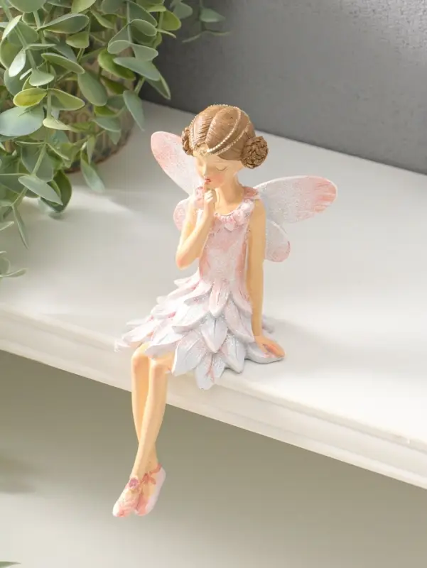 Сувенир полистоун "Девочка-бабочка в светло-розовом платье" на полку 17 см