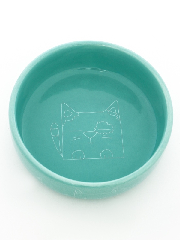 Миска керамическая  Миска керамическая "Meow" 300 мл, 13,4 x 4 cм, бирюзовая
