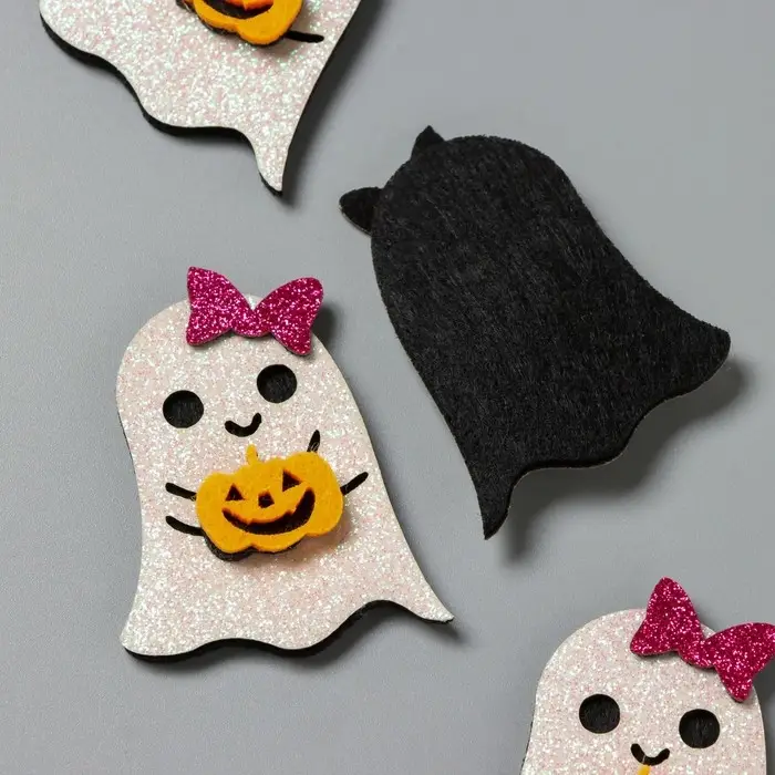 Декор для творчества войлок блеск Декор для творчества войлок блеск "Приведение с тыквой" 5,5х4,5 см