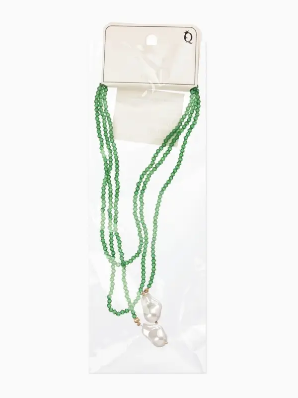Бусы "Нить стекла" с подвесами жемчуг, L=120см №2, цвет бело-зелёный