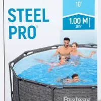Бассейн каркасный Steel Pro, 305&times;100 см, круглый, цвет графит, 561MQ Bestway