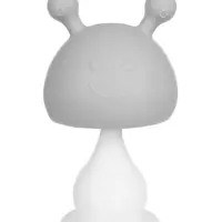 Прорезыватель силиконовый для зубов с погремушкой 3 в 1 M&B «Зайка», серый