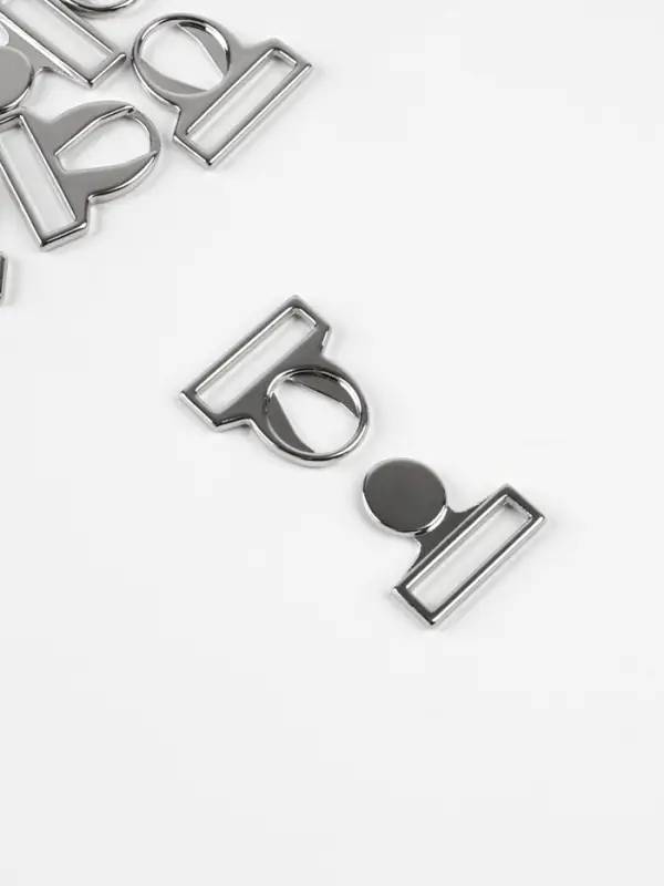 Застёжка для купальника, металлическая, 17 мм, 5 шт., цвет серебряный