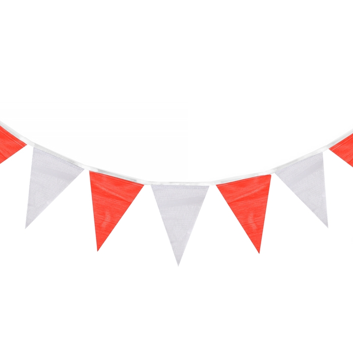 Флажки гирлянда, l-50 м, (набор 100 шт), флажок 13 х 18 см, белый-красный Флажки гирлянда, l-50 м, (набор 100 шт), флажок 13 х 18 см, белый-красный
