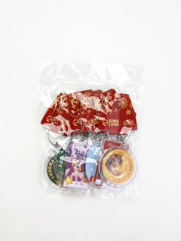 Брелок из пластика «Новогодний», 6 шт., 5×4 см, МИКС