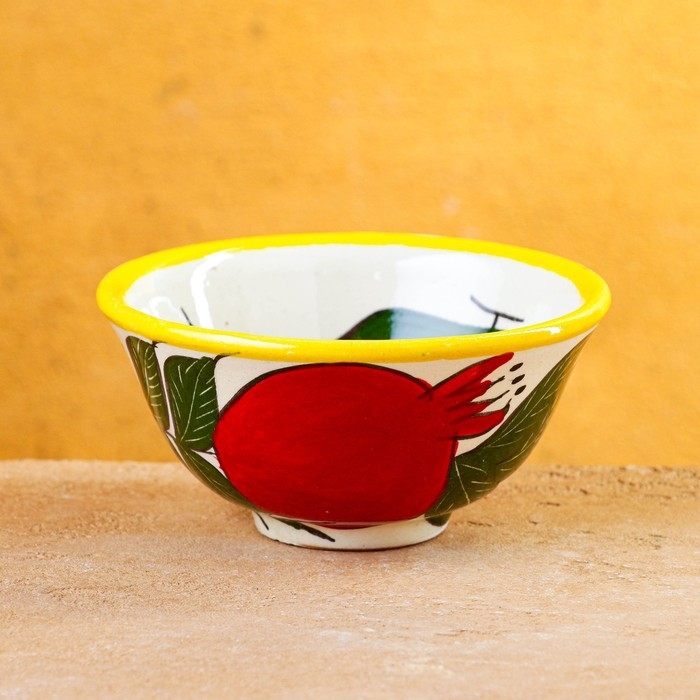 Пиала чайная Риштанская керамика  Пиала чайная Риштанская керамика "Гранат" большая, жёлтая, 11 см