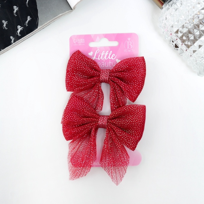 Зажим для волос  Зажим для волос "Марта" (набор 2 шт) блеск, 7,5 см, красный