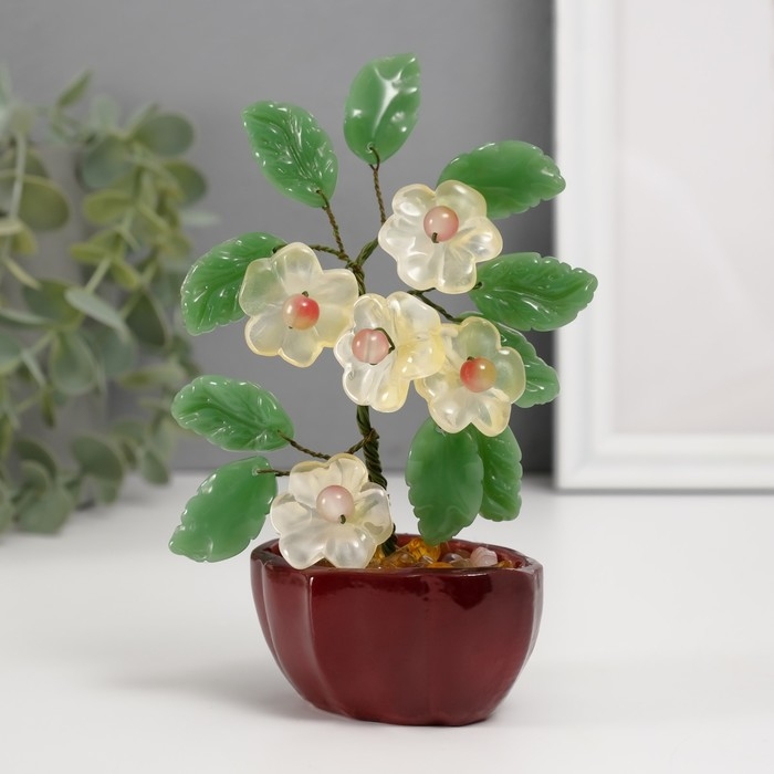 Сувенир бонсай  Сувенир бонсай "Цветочное дерево" жёлтый 5 цветков 7х5,2х13 см