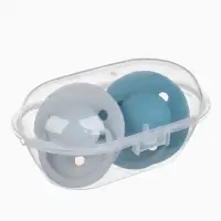 Соски-пустышки, от 6 мес., латекс, классические, в контейнере, набор из 2 шт., серый/серо-синий, M&B