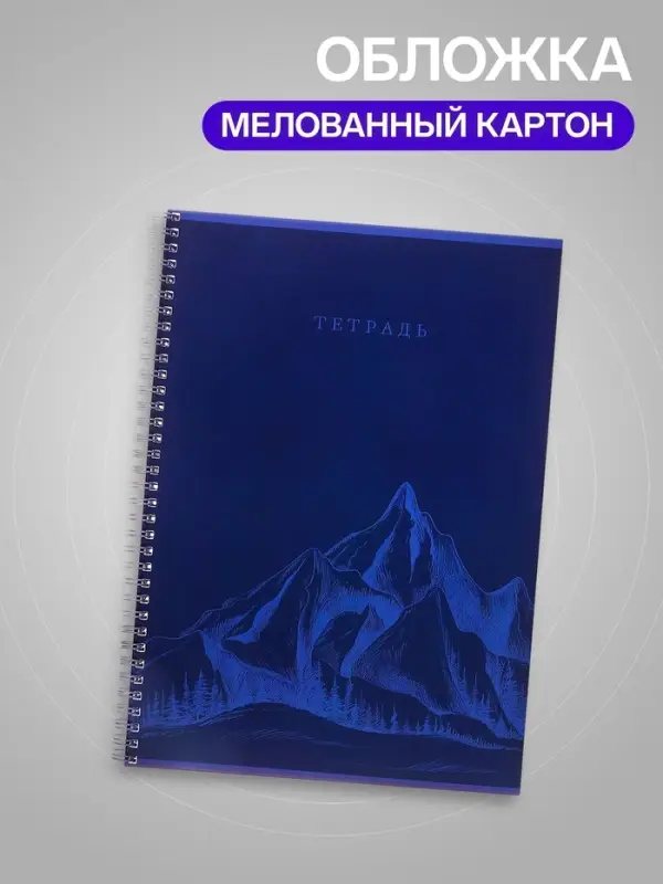 Тетрадь А4, 80 листов в клетку на гребне Calligrata &laquo;Горы&raquo;, синяя
