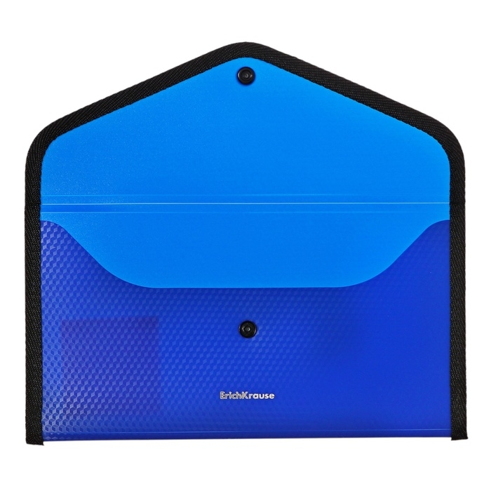 Папка-конверт на кнопке 260 х 140мм (Travel), 550 мкм, ErichKrause Папка-конверт на кнопке 260 х 140мм (Travel), 550 мкм, ErichKrause "Diamond Total Blue", обшитая, тиснение, непрозрачная, синяя