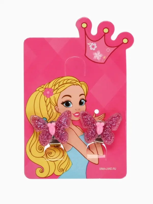 Серьги клипсы детские &laquo;Выбражулька. Блестящая бабочка&raquo;, МИКС