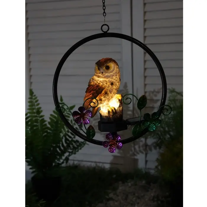 Садовый светильник &laquo;Филин&raquo;, уличный, на солнечной батарее, 27 см, 1 LED, свечение тёплое белое