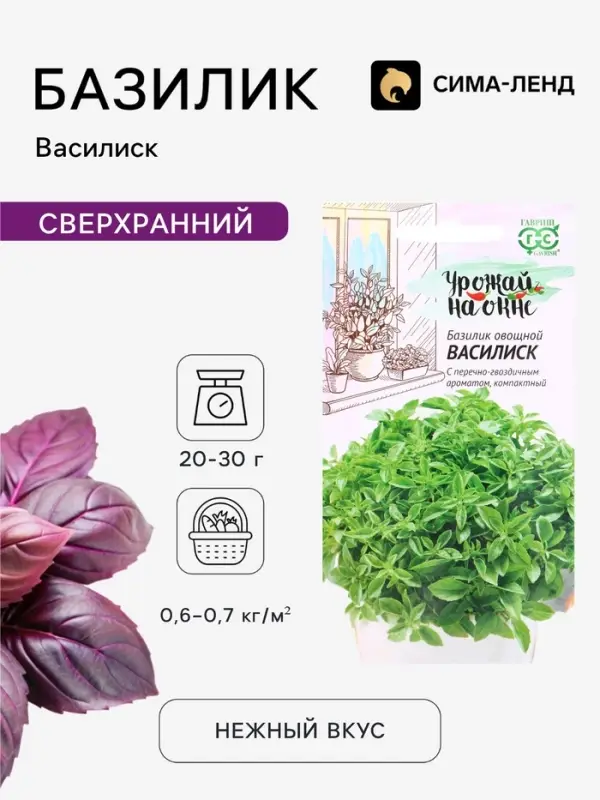 Семена Базилик овощной &laquo;Василиск&raquo;, 0.1 г, &laquo;Гавриш&raquo;