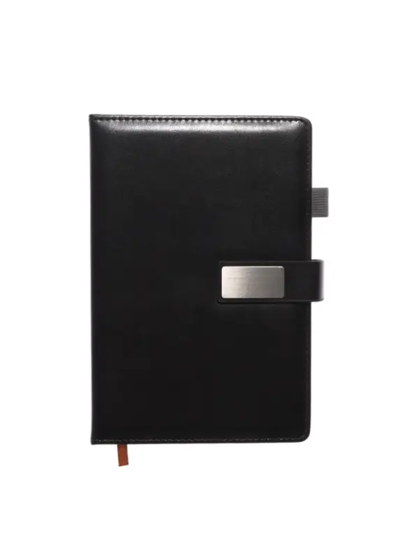 Ежедневник недатированный формат А5, с хлястиком, 112л, линия, держатель, пвх, Черный Ежедневник недатированный формат А5, с хлястиком, 112л, линия, держатель, пвх, Черный