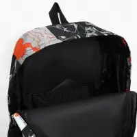 Рюкзак школьный на молнии, с карманами, с принтом, размер 30&times;13&times;42 см, чёрный/оранжевый