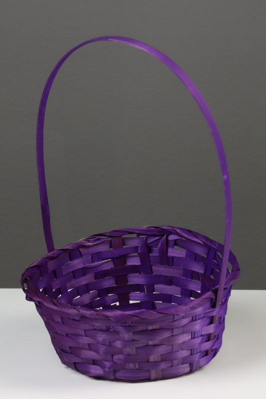 Корзина плетёная, 20×20×9 см, ручка h=25 см, бамбук, фиолетовая