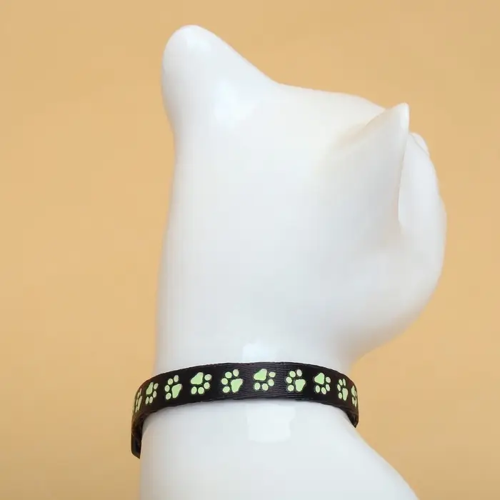 Ошейник кошачий &laquo;Душечка&raquo; светящийся, с бубенчиком, 30&times;1 см, полиэстер, черный