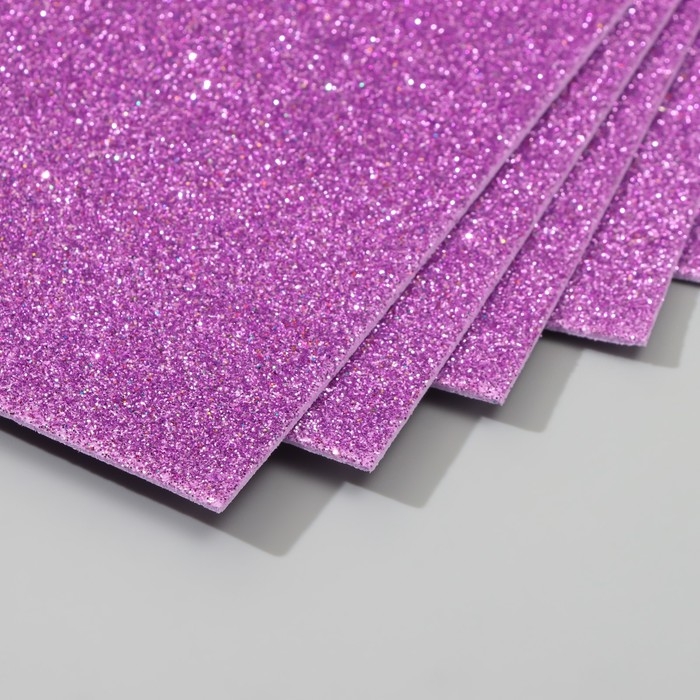 Набор глиттерного фоамирана (5 листов) 2 мм 20х30 см, сиреневый Набор глиттерного фоамирана (5 листов) 2 мм 20х30 см, сиреневый