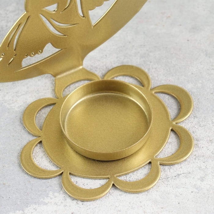 Новый год Подсвечник Новый год Подсвечник "Луна" металл на одну свечу, 7,1х10,8х14,7 см, золотой