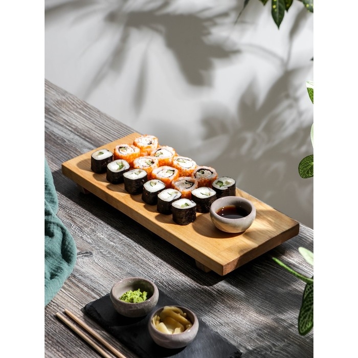 Блюдо для подачи на ножках Adelica «Евразия», для суши и роллов, 35×15×5,5 см, массив берёзы Блюдо для подачи на ножках Adelica «Евразия», для суши и роллов, 35×15×5,5 см, массив берёзы