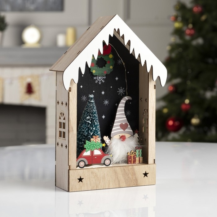 Светодиодная фигура «Домик с эльфом» 14 × 29 × 5.5 см, дерево, батарейки AAAx2 (не в комплекте), свечение тёплое белое Светодиодная фигура «Домик с эльфом» 14 × 29 × 5.5 см, дерево, батарейки AAAx2 (не в комплекте), свечение тёплое белое