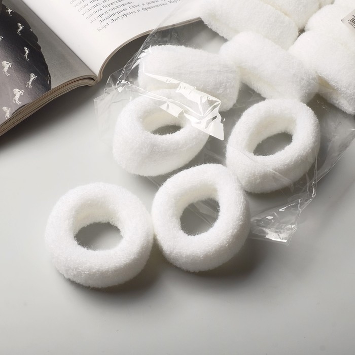 Резинка для волос Резинка для волос "Махрушка" (набор 12 шт) широкая классика, 7х2 см, белый