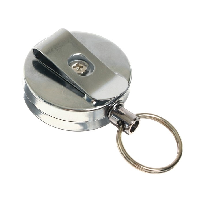 Держатель-рулетка для бейджей, 70 см-металлическая, клип, прищепка, серебристый Держатель-рулетка для бейджей, 70 см-металлическая, клип, прищепка, серебристый