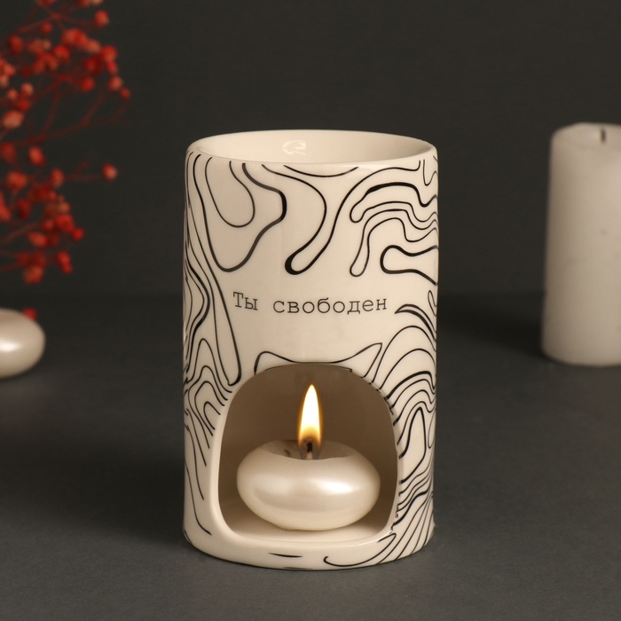 Аромалампа керамика  Аромалампа керамика "Ты свободен" белая 7,2х7,2х11,6 см