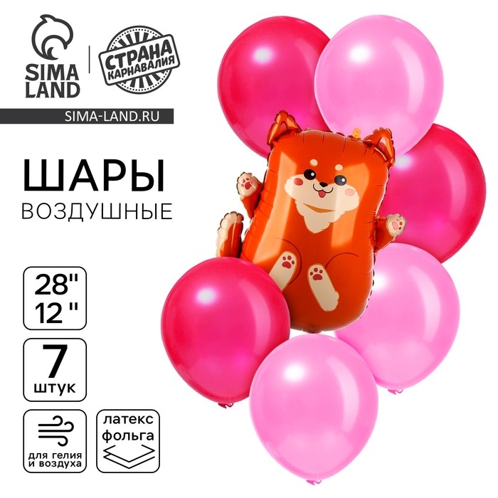 Набор воздушных шаров  Набор воздушных шаров "Сиба-ину", фольга 1 шт., латекс 6 шт.