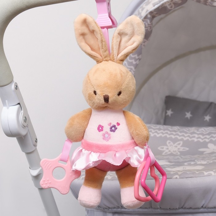 Подвеска мягкая «Зайка», погремушка, прорезыватель, на кроватку, коляску, Mum&Baby Подвеска мягкая «Зайка», погремушка, прорезыватель, на кроватку, коляску, Mum&Baby